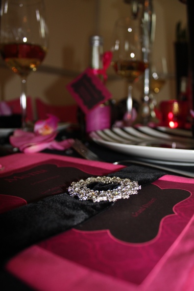 Fuchsia And Black table cloth