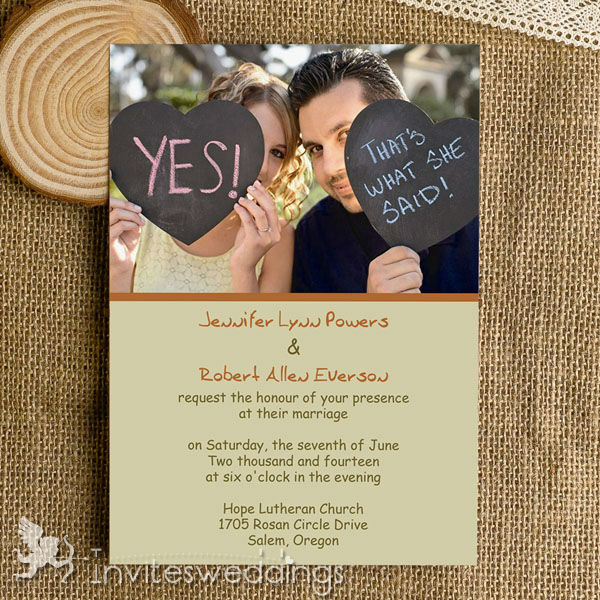 Affordable Funny Simple Photo Wedding Invitations IWI318