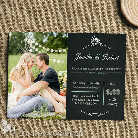 Black Chalkboard Photo Wedding Invitation Kits IWI317