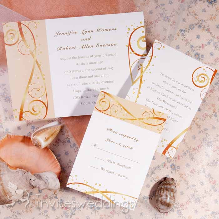 Creative Orange Swirls Wedding Invitations IWI236