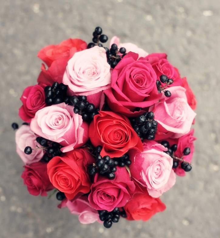 Fuchsia And Black Wedding bouquet
