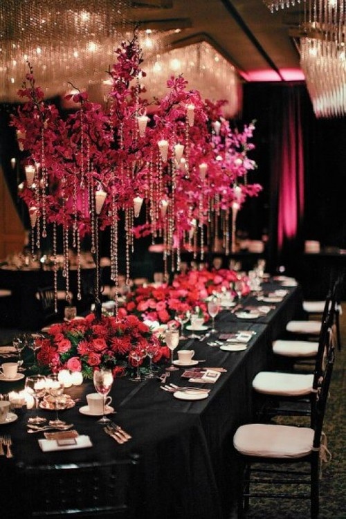 elegant Fuchsia And Black Wedding decor