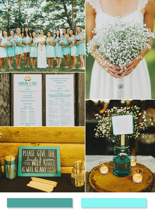shades of teal and blue summer wedding color ideas