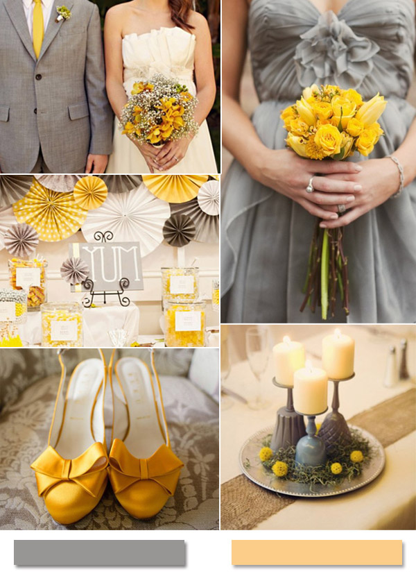 vibrant grey yellow summer wedding color ideas