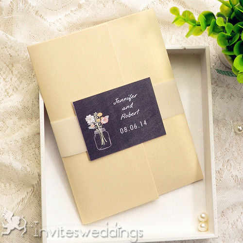 Affordable Pocket Mason Jars Wedding Invitation Kits IWPI007