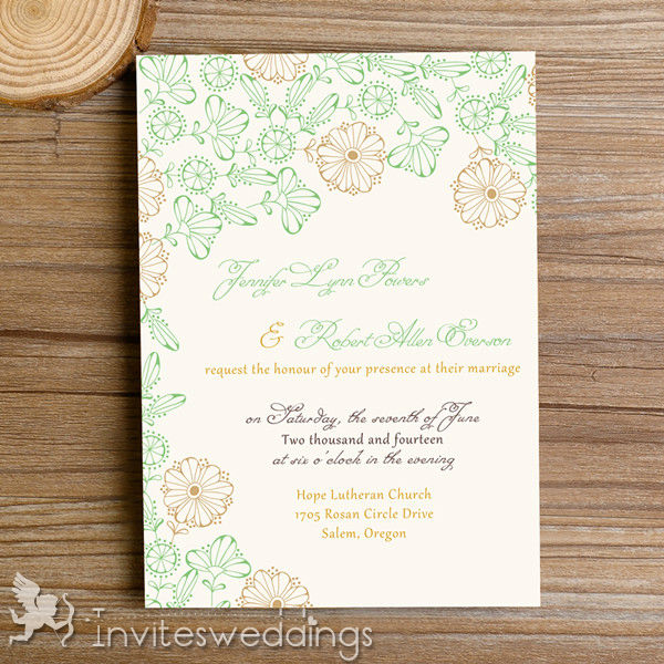 Affordable Modern Gold Flower Wedding Invitation Card IWI337