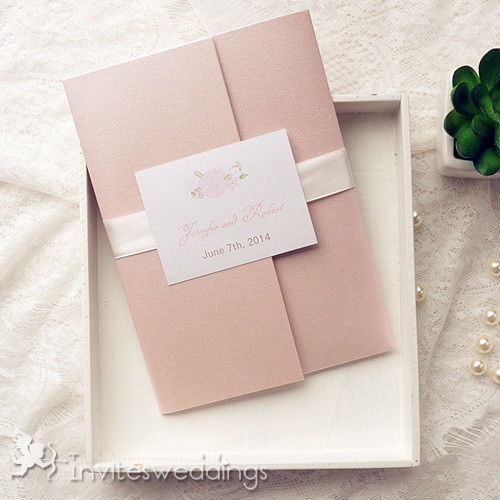 Bohemian Flower Pocket Wedding Invitation Kits IWPI031