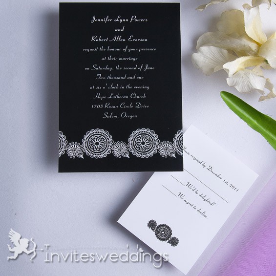 Black and White Ribbon Design Wedding Invitation IWI060