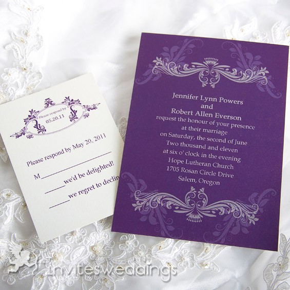 Elegant Purple Formal Wedding Invitations IWI013
