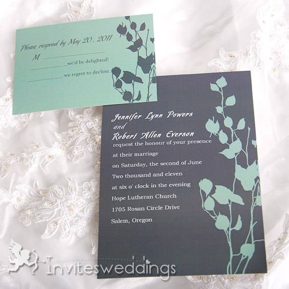 Dark Green and Grey Wedding Invitation IWI038
