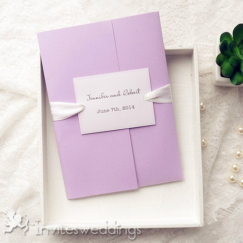 Inexpensive Purple Pocket Wedding Invitations IWPI029