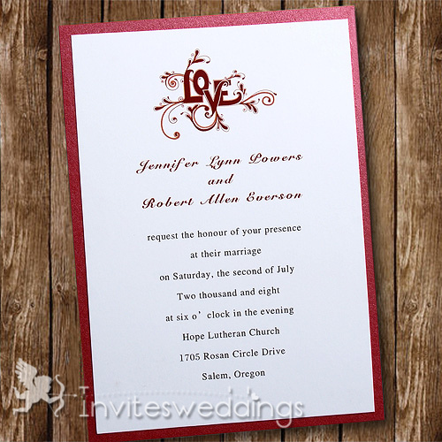 Modern Love Red Layered Wedding Invites IWFC015