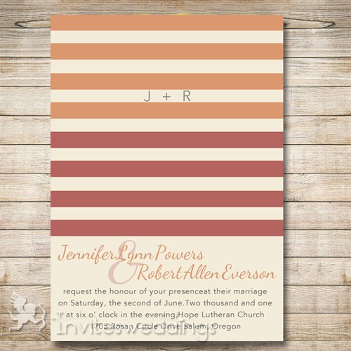 Ombre Red Stripes Wedding Invitations IWI295