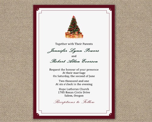 Christmas Tree Affordable Holiday Wedding Invitation IWI273
