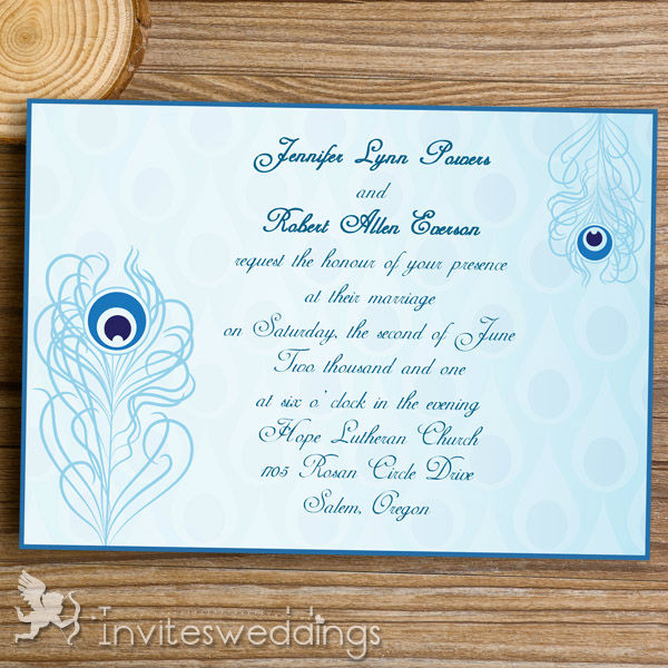 Romantic Blue Peacock Wedding Cards IWI320
