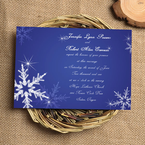 Attractive Blue And White Snow Wedding Invitations IWI007
