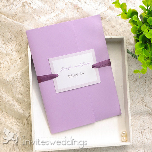 Simple Lavendar Pocket Wedding Invitations IWPI013