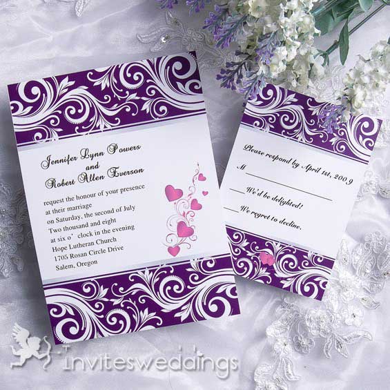 Creative Noble Purple Wedding Invitation IWI088