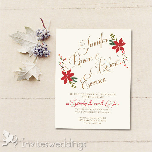 Winter Christmas Flower Wedding Invitation Kits IWI342